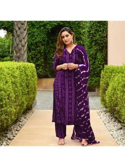 Gahan - Womens Viscose Rayon Straight Printed Kurta with Pant & Dupatta