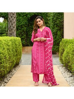 Gahan - Womens Viscose Rayon Straight Printed Kurta with Pant & Dupatta