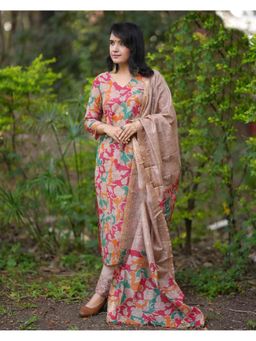 Gahan - Womens Viscose Rayon Straight Printed Kurta with Pant & Dupatta