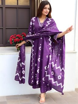 Gahan - Womens Viscose Rayon Printed Anarkali Kurta with Pant & Dupatta