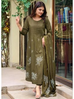 Gahan - Womens Viscose Rayon Printed Anarkali Kurta with Pant & Dupatta