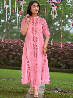 Gahan - Womens Viscose Rayon Printed Anarkali Kurta with Pant