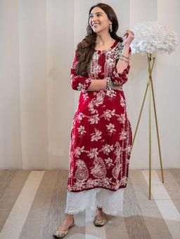 Gahan - Womens Viscose Rayon Straight Floral Printed Kurta