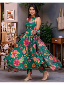 Gahan - Womens Viscose Rayon Printed Anarkali Kurta with Pant & Dupatta