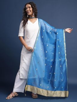 Gahan - Blue Embroidered Dupatta