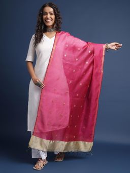 Gahan - Pink Embroidered Dupatta