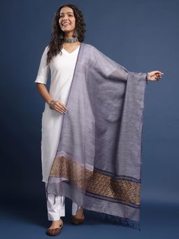 Gahan - Navy Blue Embroidered Dupatta