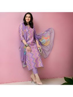 Gahan - Womens Viscose Rayon Straight Printed Kurta with Pant & Dupatta