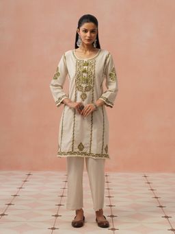 House of Chikankari - Off White Cotton Flex Chikankari Kurta