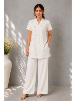 Sutra Art of Clothing - White Handloom Jamdani Kurta