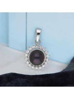 Sri Jagdamba Pearls - 925 Silver Antara Simple Black Pearl Pendant
