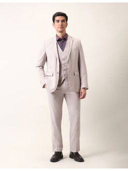Arrow - Mens Beige Tailored Fit Ceremonial Blazer with Reversible Waistcoat & Pant (Set of 3)