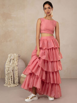 Gajra Gang - Butalicious Pink Crop Top & Skirt (Set of 2)