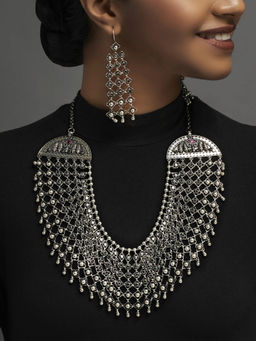 Divas Mantra - Nila Temple tower fish hook long Dangler Earrings with Spinel Stones