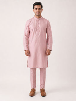 EKATVA ETHNIC - Onion Pink Art Silk Plain Kurta and Pyjama