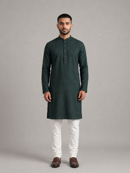 EKATVA ETHNIC - Teal Blue Rayon Plain Self Jacquard Kurta and Pyjama