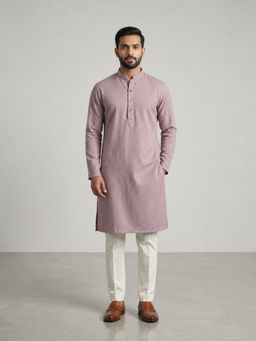 EKATVA ETHNIC - Onion Pink Rayon Plain Self Jacquard Kurta and Pyjama