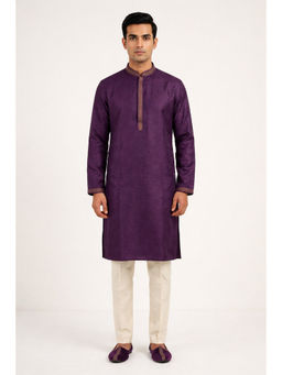 EKATVA ETHNIC - Wine Art Silk Self Jacquard Kurta and Pyjama