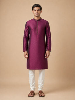 EKATVA ETHNIC - Maroon Art Silk Self Jacquard Kurta and Pyjama