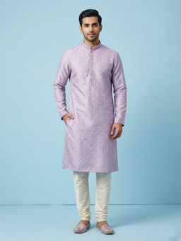 EKATVA ETHNIC - Lavender Art Silk Self Jacquard Kurta and Pyjama