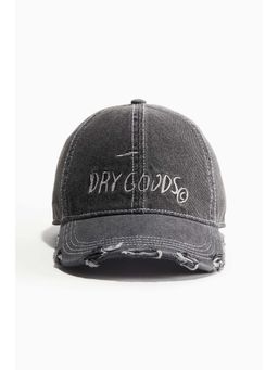 H&M - Men Black Embroidered-Motif Denim Cap