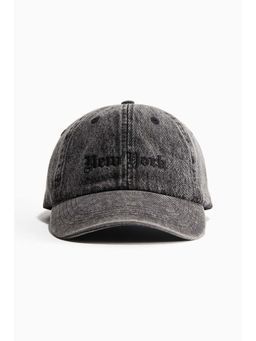 H&M - Men Grey Embroidered-Motif Denim Cap