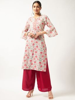 Pannkh - Women's Printed Kurta With Bell Sleeves