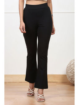 Biba - Womens Black Solid Stretchable Bootcut Slim Fit Pants