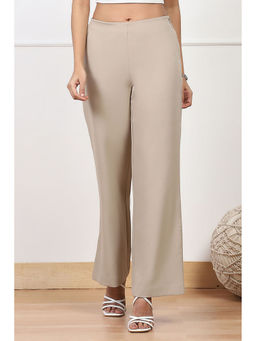 Biba - Womens Beige Solid Regular Fit Pants