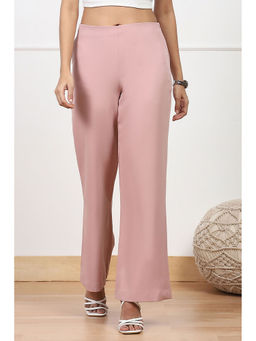 Biba - Womens Blush Pink Solid Regular Fit Pants