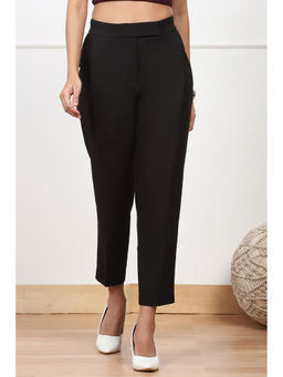 Biba - Womens Black Solid Regular Fit Pants