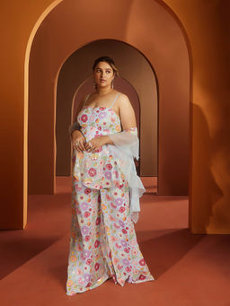 Saanjh by Lea - Shyla Baby Blue Embroidered Sharara (Set of 3)