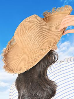 ToniQ - Women Tan Foldable Summer Beach Floppy Hat