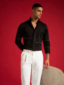 Philocaly - Men's Black Slate Slim Solid Shirt