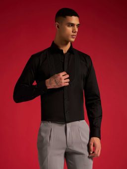 Philocaly - Men's Black Cove Regular Pleated Shirt