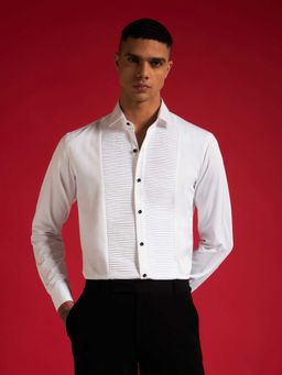 Philocaly - Men's White Arctic Regular Pleated Shirt
