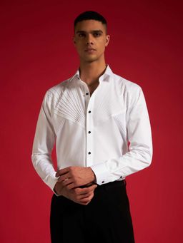 Philocaly - Men's White Lunar Slim Pleated Shirt