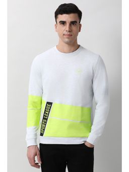 Peter England - Men White Printed Crew Neck Sweatshirt