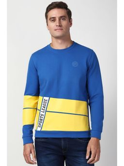 Peter England - Men Blue Printed Crew Neck Sweatshirt