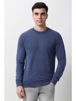 Peter England - Men Blue Graphic Print Crew Neck Sweatshirt