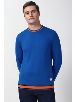 Peter England - Men Blue Solid Crew Neck Sweatshirt