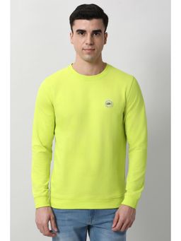 Peter England - Men Green Solid Crew Neck Sweatshirt
