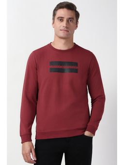 Peter England - Men Maroon Graphic Print Crew Neck Sweatshirt