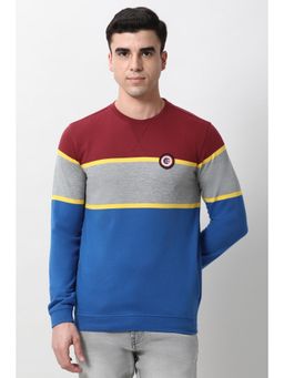 Peter England - Men Multi-Color Colorblock Crew Neck Sweatshirt
