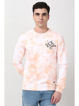 Peter England - Men Pink Print Crew Neck Sweatshirt