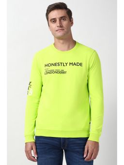 Peter England - Men Green Print Crew Neck Sweatshirt