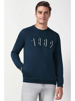 Peter England - Men Teal Print Crew Neck Sweatshirt