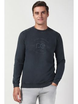 Peter England - Men Grey Graphic Print Crew Neck Sweatshirt