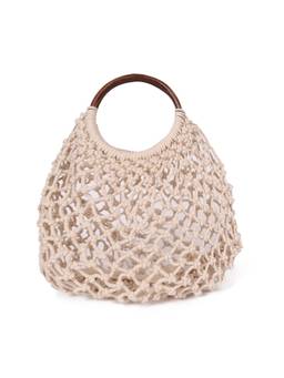 Astrid - Wooden Handle Macrame Hand Bag For Girls And Womens