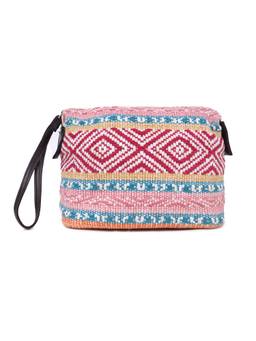 Astrid - Textured Pouch With Zipper Closure And Wristlet Multi-Color